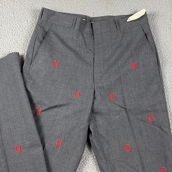 VTG Ohio State University Block O Trouser Dress Pants Men's 32x37 Gray Wool - Picture 2 of 11